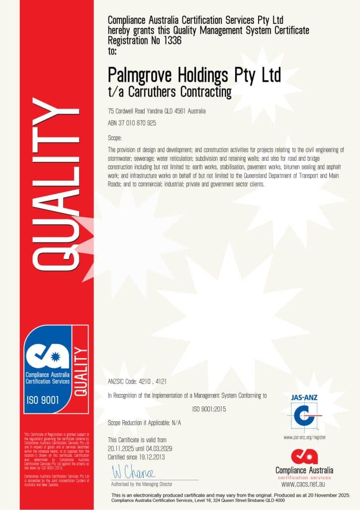 Palmgrove Holdings Pty Ltd Qms Cert 1